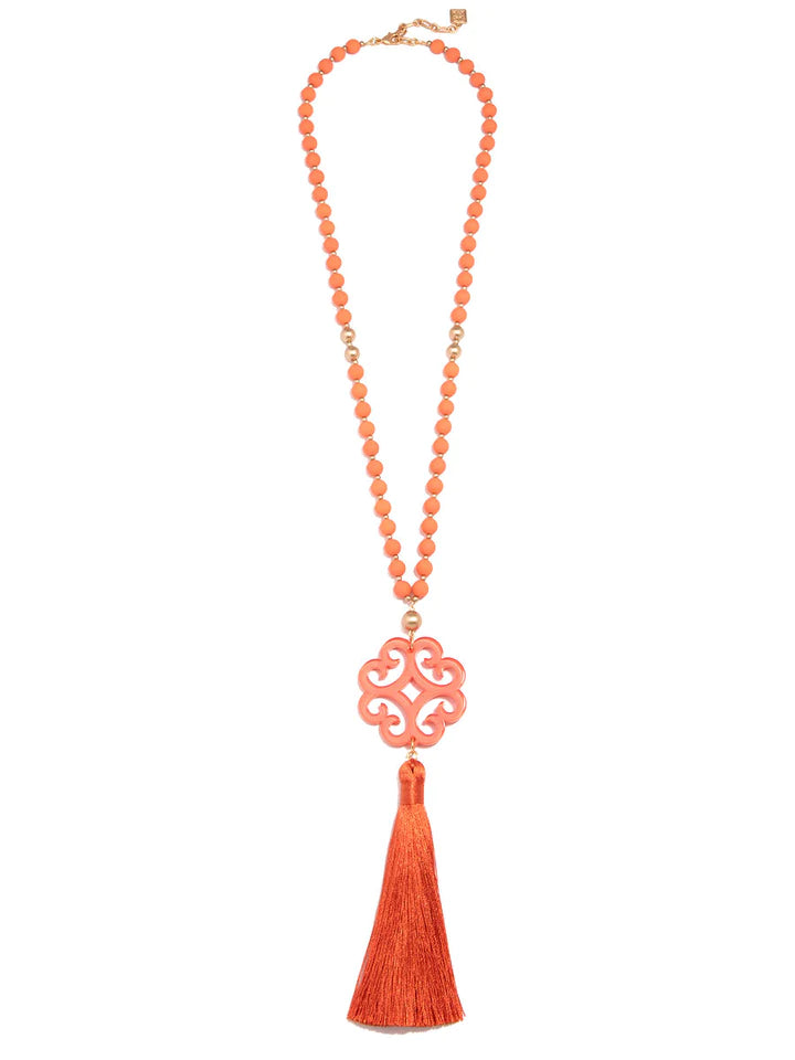 Long Beaded Clover Necklace