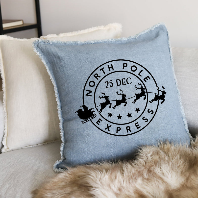 North Pole Express Linen Pillow