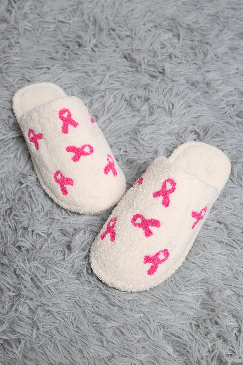 Pink Ribbon Embroidered Slipper