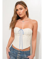 Lace Up Textured Corset Top