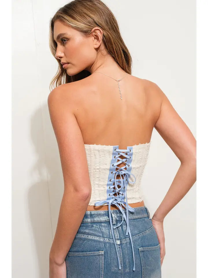 Lace Up Textured Corset Top