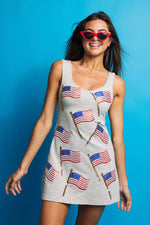 Grey Scattered American Flag Dress - FINAL SALE