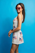 Grey Scattered American Flag Dress - FINAL SALE