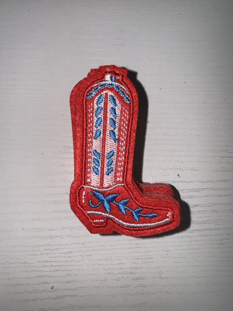 Red Cowboy Boot Patch
