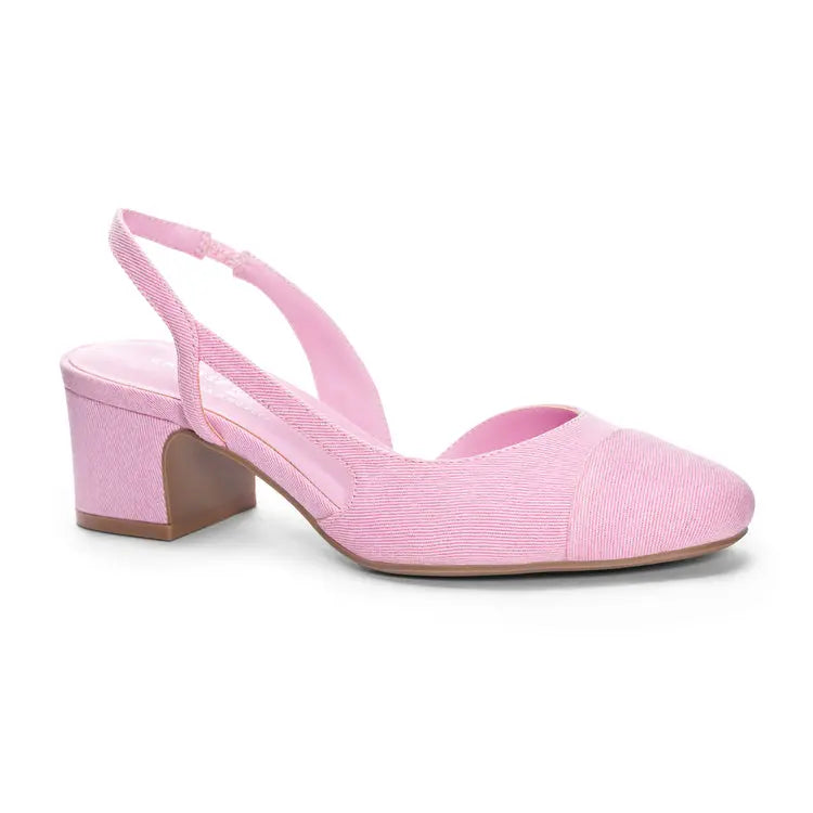 Rozie Pink Denim Slingback
