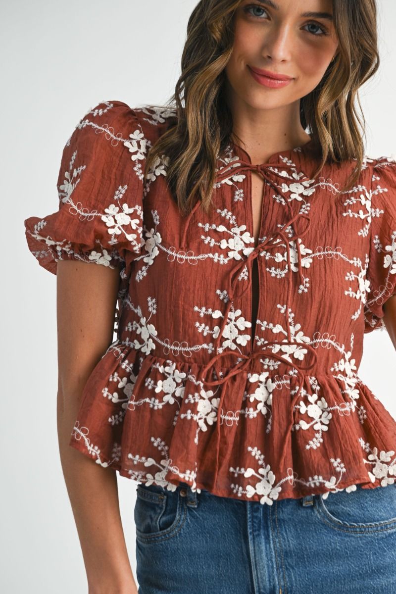 Maroon Embroidered Blouse