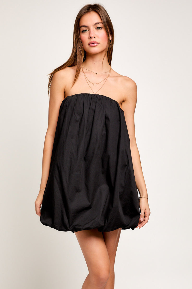 Puffed Hem Tube Dress
