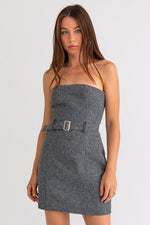 Grey Belted Tube Dress