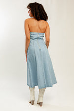 Strapless Denim Midi Dress