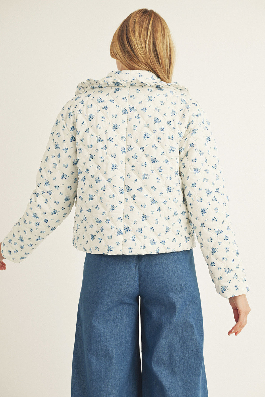 Blue Rose Quilt Puff Jacket