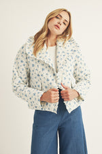 Blue Rose Quilt Puff Jacket