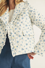 Blue Rose Quilt Puff Jacket