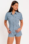 Short Sleeve Denim Romper