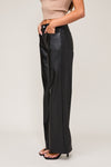 High Waist Faux Leather Long Pants