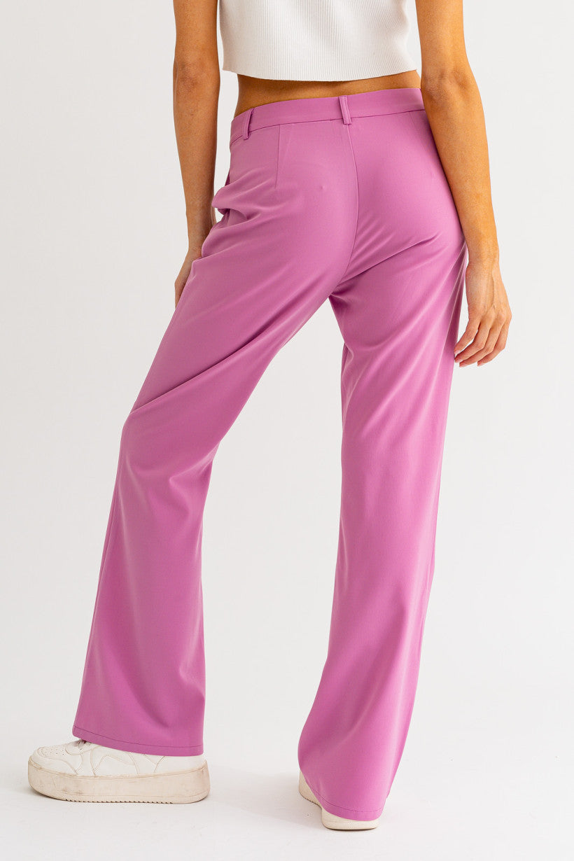 Low Waist Boot Cut Pink Suit Pants