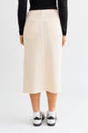 Front Slit Corduroy Midi Skirt