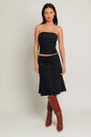 Low Waist Flared Midi Skirt