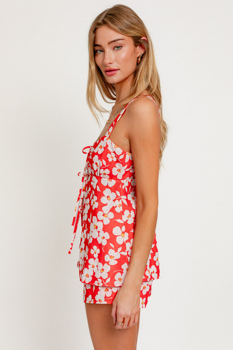 Tomato White Floral Top