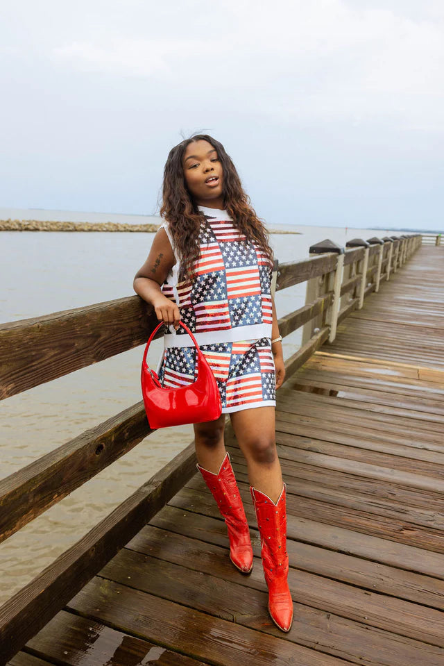 Sequins Stars and Stripes Mini Skirt