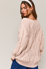 Off Shoulder Cable Sweater Top