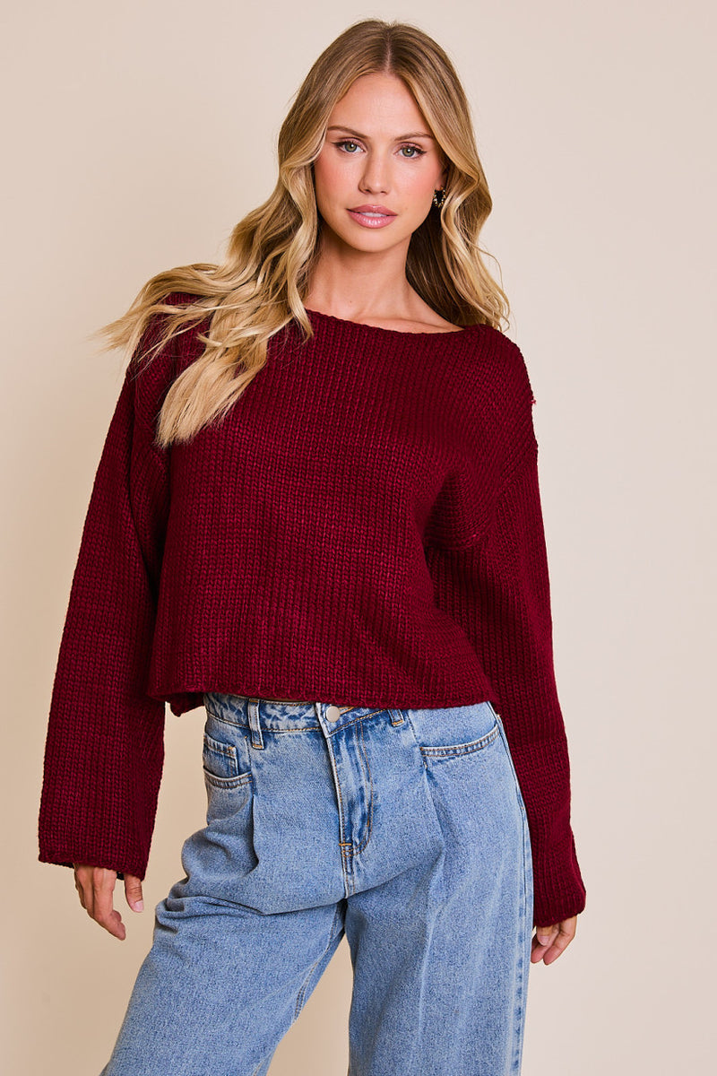 Boat Neck Boxy Sweater Top