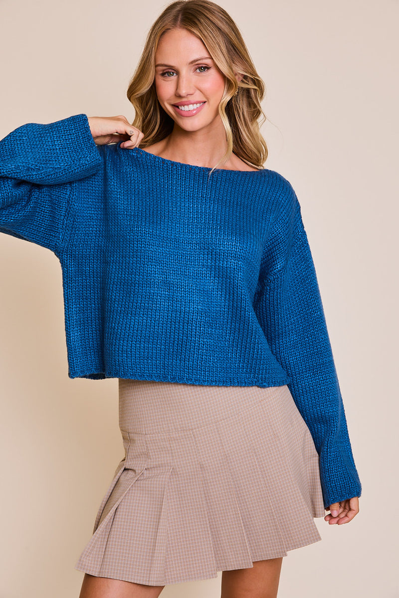 Boat Neck Boxy Sweater Top