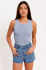 Round Neck Sleeveless Sweater Bodysuit