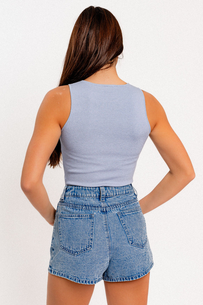Round Neck Sleeveless Sweater Bodysuit