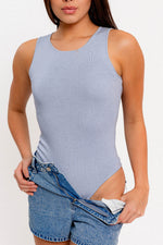 Round Neck Sleeveless Sweater Bodysuit