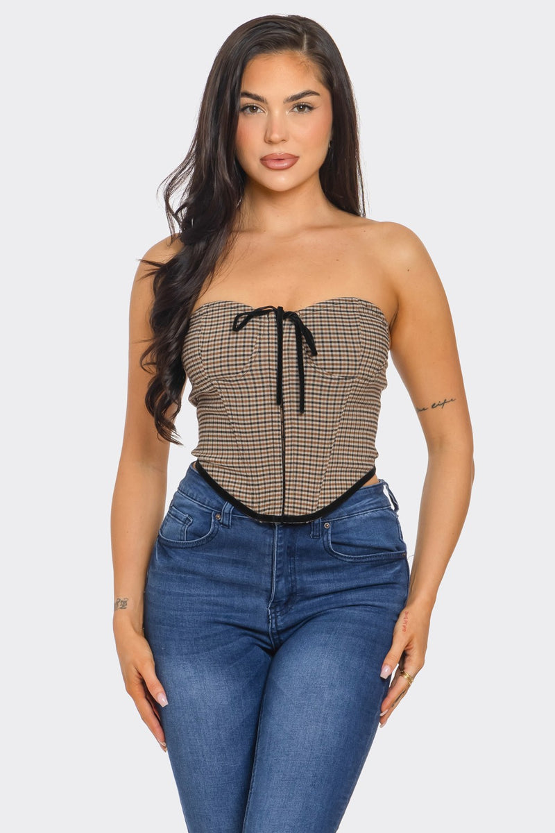 Tube Top Tie Detail Crop Top