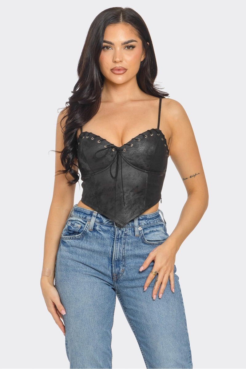 Faux Leather Corset Top