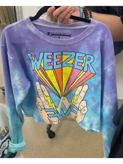 Weezer Hands Pullover Cropped Crew Neck