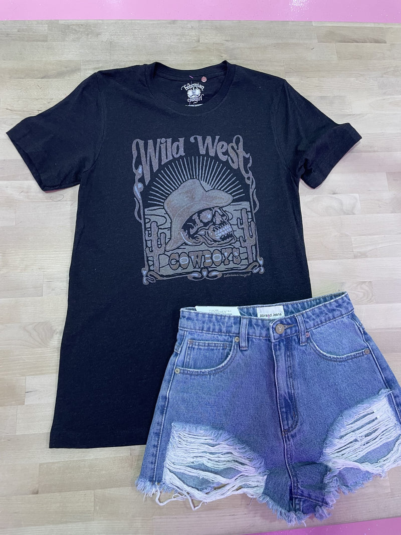 Wild West Black Wash Skull Graphic Tee