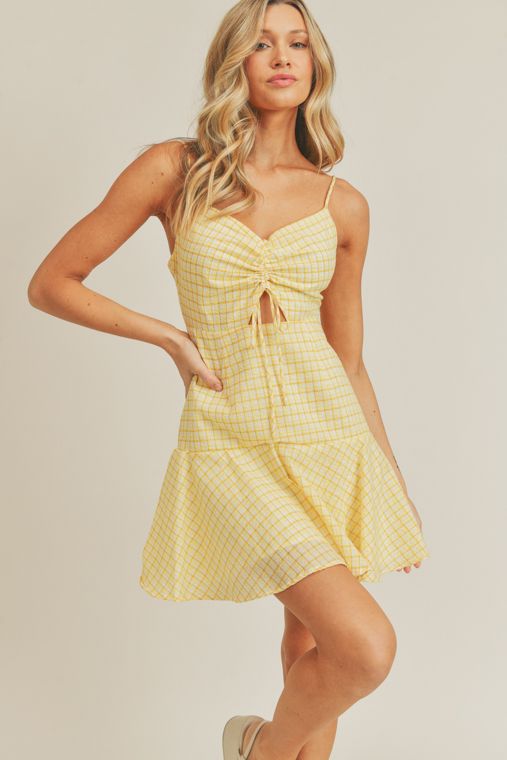 Sunny Yellow Grid Dress