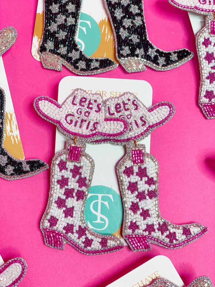 Let’s Go Girls Beaded Boot Earrings