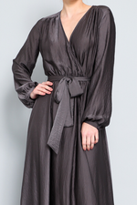 Long Sleeve Charcoal Maxi Dress