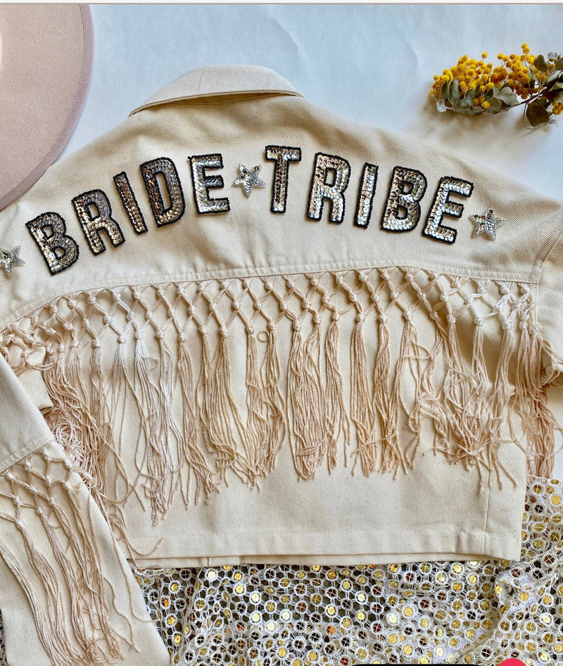 Bride Tribe Cream Washed Denim Jacket