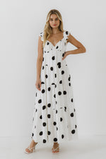 Polka Dot Ruffle Maxi Dress