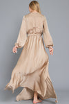 Long Sleeve Belted Maxi Dress