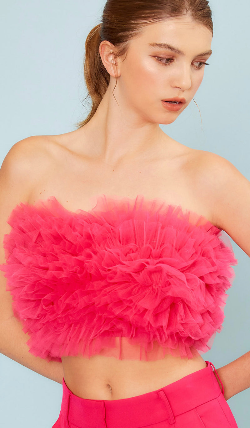 Organza Ruffle Tube Top