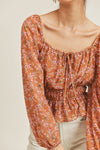 Tie Front Floral Blouse