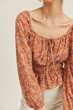 Tie Front Floral Blouse