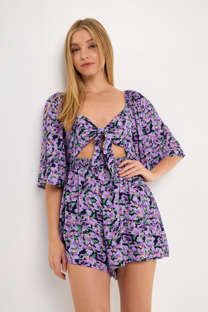 Front tie Knot Lilac Romper