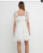 Lace Bustier Puff Sleeve Dress-FINAL SALE ITEM