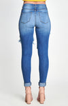 Mid Rise Distressed Skinny Jeans