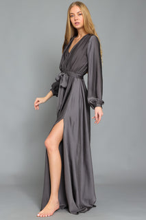 Long Sleeve Belted Maxi Dress