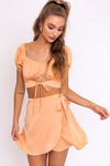 Orange Flare Satin Skirt