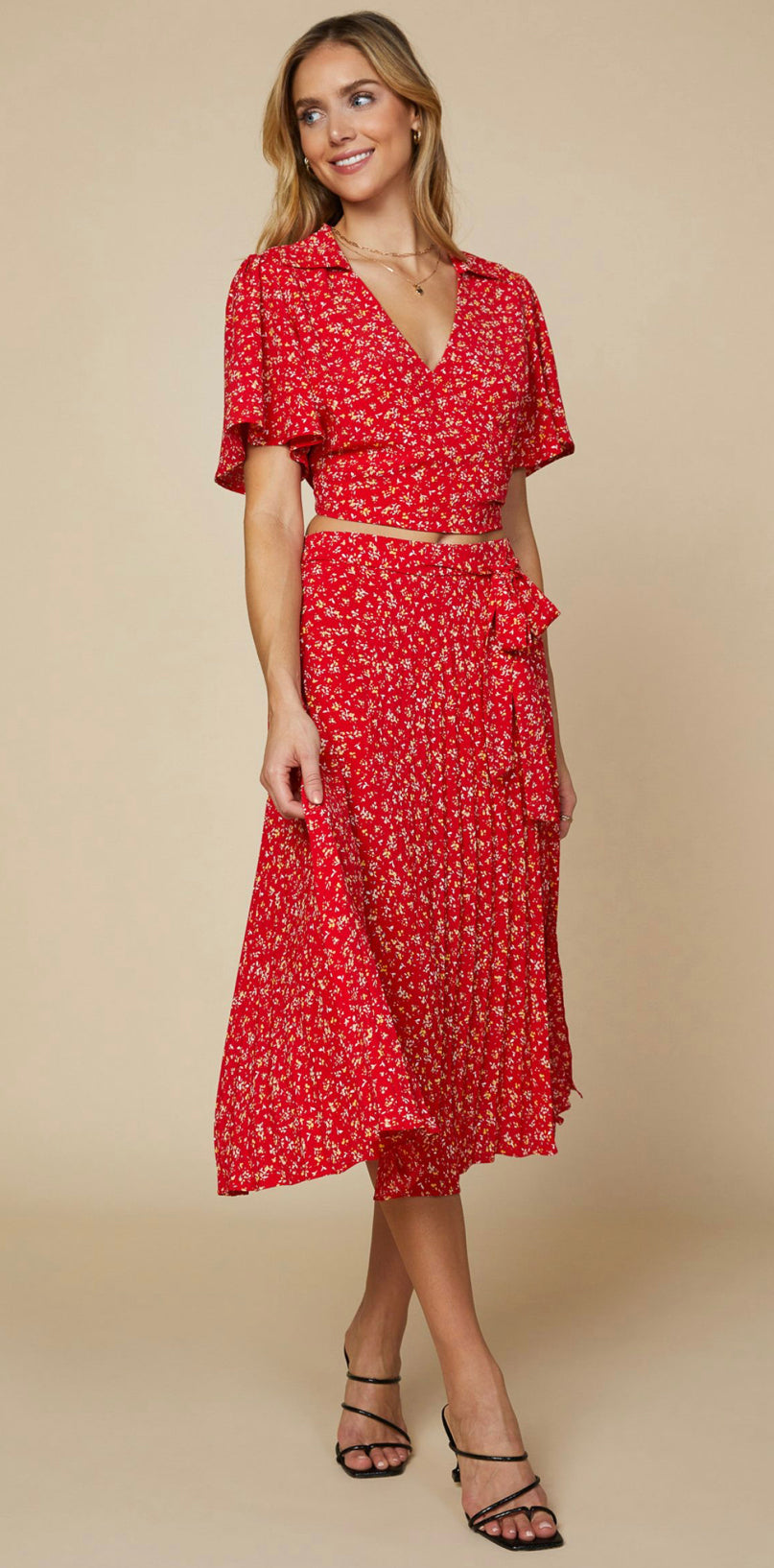 Red Ditzy Crop Top