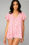 Pink Lady Flutter Sleeve Top