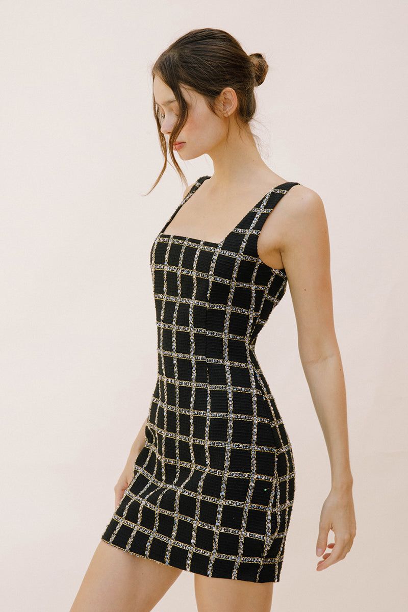 Sequin Checker Body Fit Shortie Dress